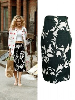 RARE Vintage Prada SS01 Floral Print Mini Short Pencil Skirt Green White 38 2